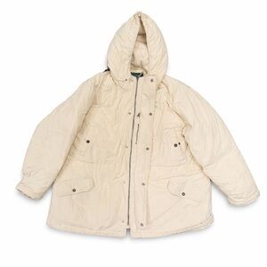 Ralph Lauren 3X Plus Size Cream Hooded Puffer Jacket Coat Women’s Winter Parka